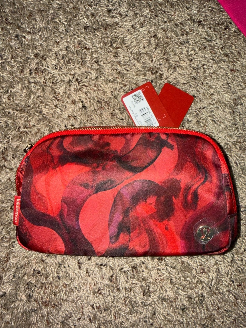 lululemon athletica Red Swirl Print Cosmetic Pouch